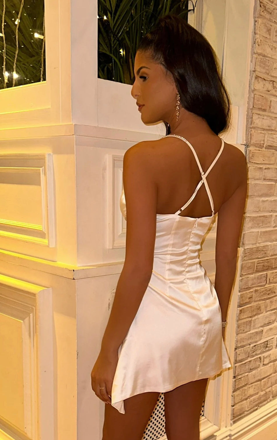 Pearl White Drape Mini Dress